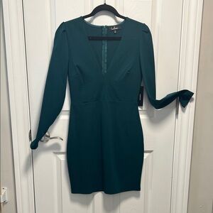 Lulu's Deep Green Long Sleeve Dress NEW Size M